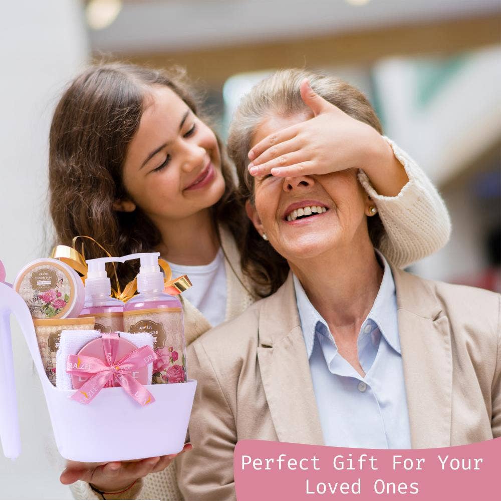 Mothers Day Gift Rose Scented Spa Set, 8 Pc Gift for Women