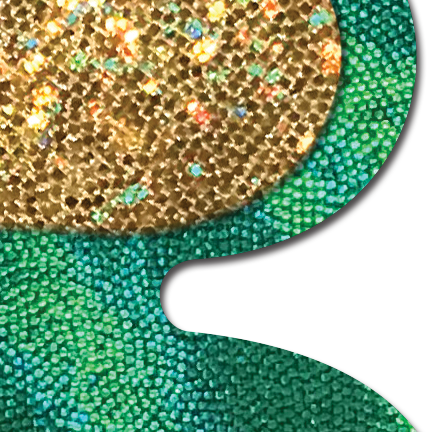 Coverage: Clover Green with Glitter Gold Heart Large Pasties