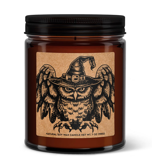 Witchy Owl Halloween Soy Candle - Owl and Witches Hat