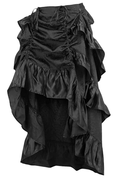 Black Brocade Adjustable High Low Bustle Skirt - dc ACC-287