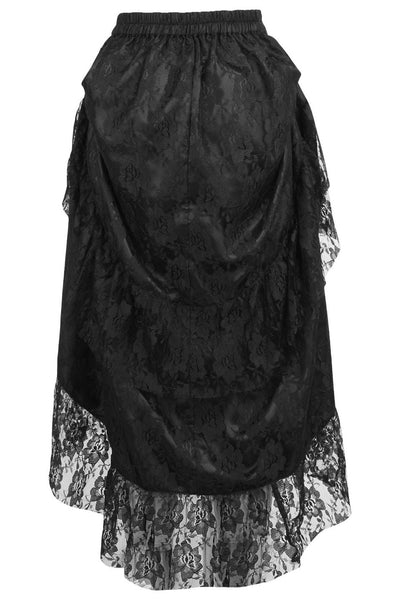 Black Lace Adjustable High Low Bustle Skirt - dc ACC-292