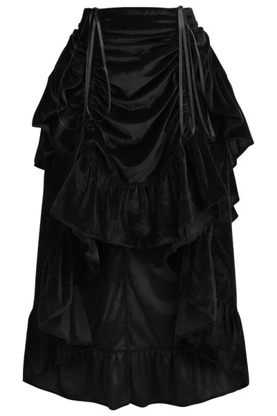 Black Velvet Adjustable High Low Bustle Skirt - dc ACC-270