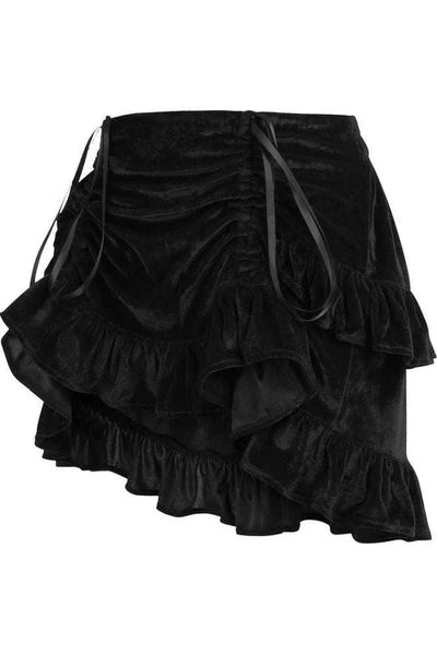 Black Velvet Ruched Bustle Skirt - dc ACC-281