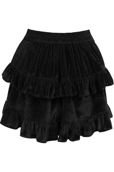 Black Velvet Ruched Bustle Skirt - dc ACC-281