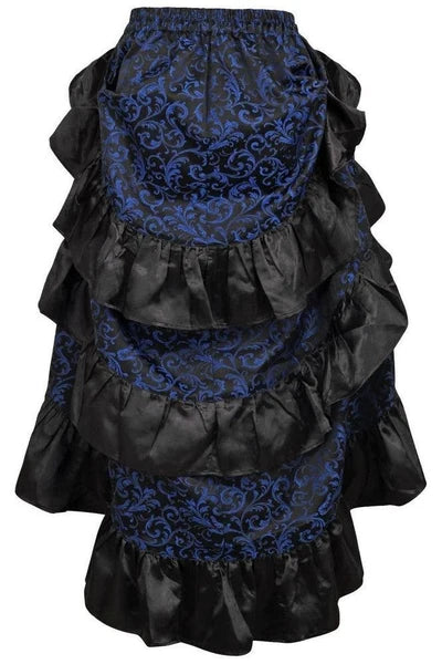 Blue/Black Brocade Adjustable High Low Bustle Skirt - dc ACC-244