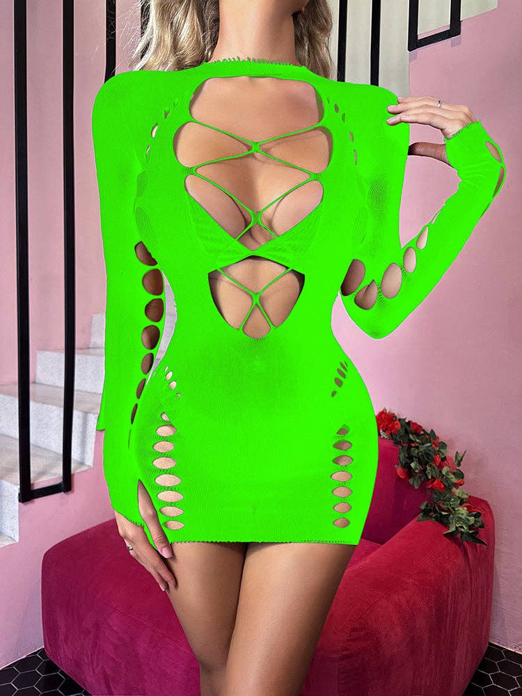Sweetkama Fishnet Bodysuit Mesh Teddy Sexy Lingerie Dress
