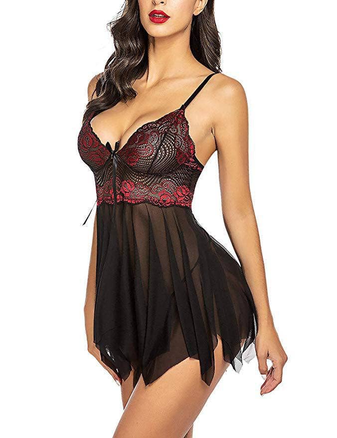 Halter Mesh Nightgown Sexy Set