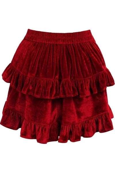 Dark Red Velvet Ruched Bustle Skirt - dc ACC-282
