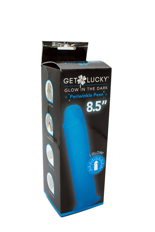 Get Lucky Glow in the Dark Periwinkle Peen Dildo 8.5"