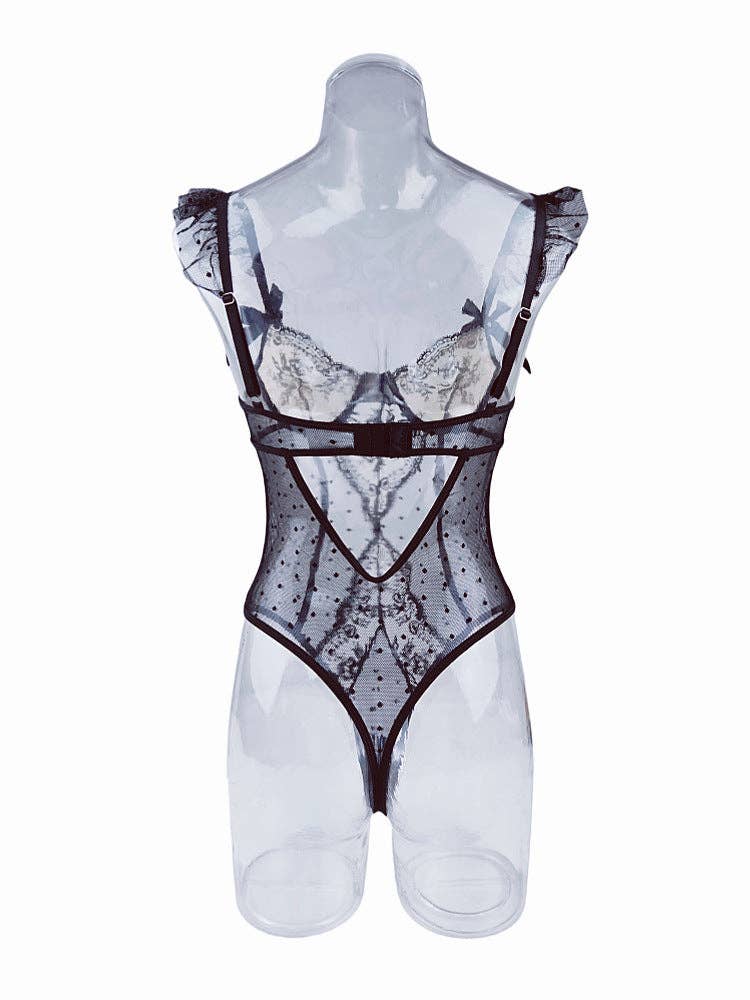 Ladies Floral Lace Color Block Sexy Teddy SKLG4161