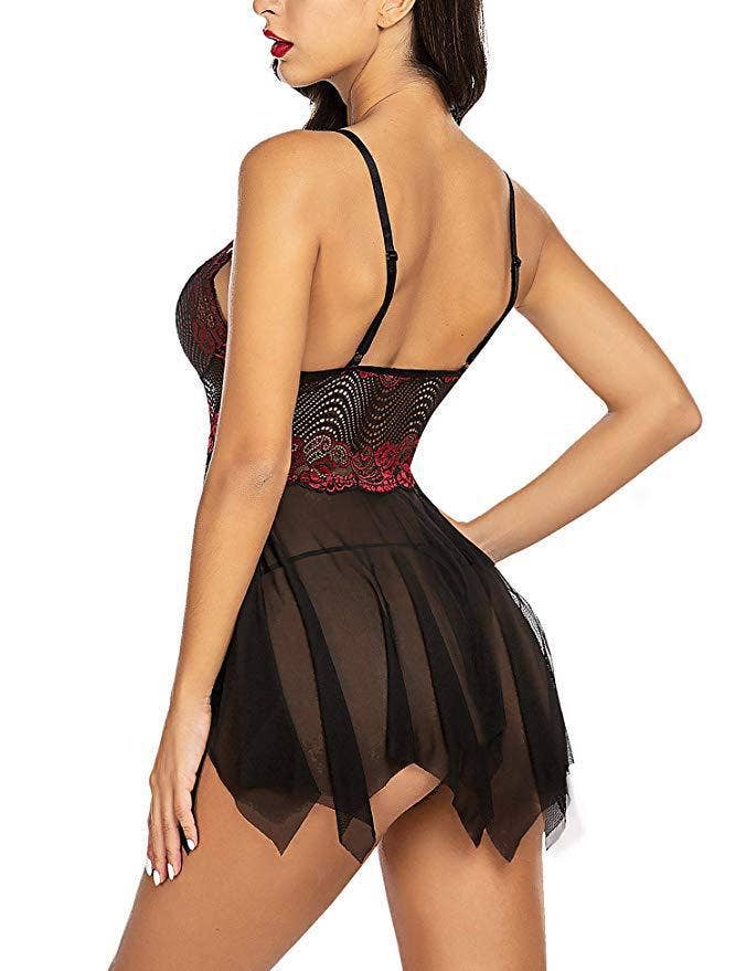Halter Mesh Nightgown Sexy Set