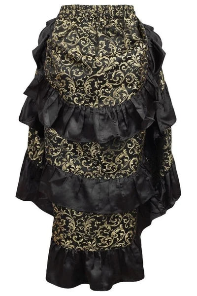 Gold/Black Brocade Adjustable High Low Bustle Skirt - dc ACC-243