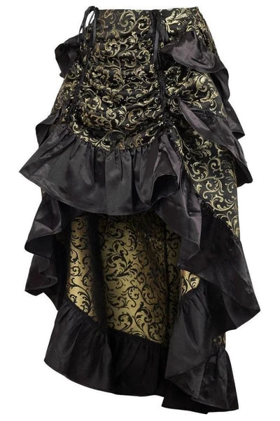 Gold/Black Brocade Adjustable High Low Bustle Skirt - dc ACC-243