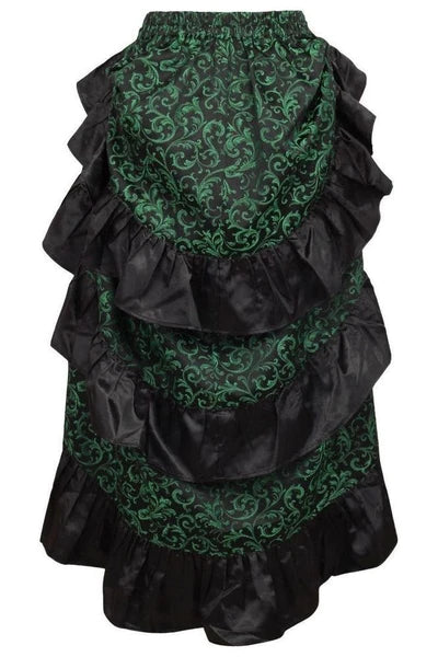Green/Black Brocade Adjustable High Low Bustle Skirt - dc ACC-258