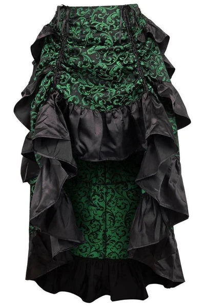 Green/Black Brocade Adjustable High Low Bustle Skirt - dc ACC-258
