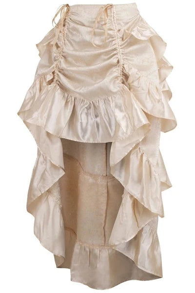 Ivory Brocade Adjustable High Low Bustle Skirt - dc ACC-289