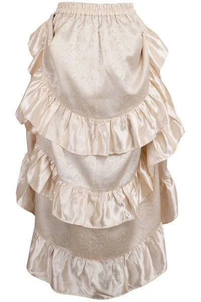 Ivory Brocade Adjustable High Low Bustle Skirt - dc ACC-289