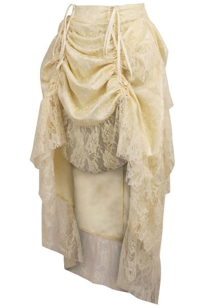 Ivory Lace Adjustable High Low Bustle Skirt - dc ACC-294