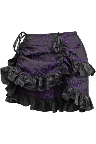 Purple/Black Brocade Ruched Bustle Skirt - dc ACC-252