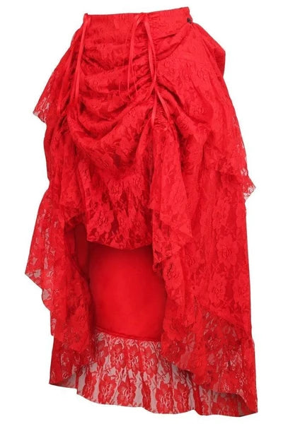 Red Lace Adjustable High Low Bustle Skirt - dc ACC-296