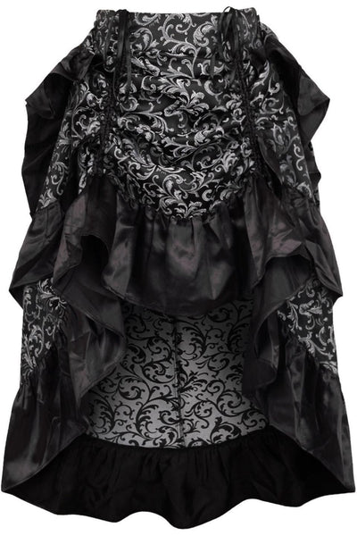 Silver/ Black Brocade Adjustable High Low Bustle Skirt - dc ACC- 259