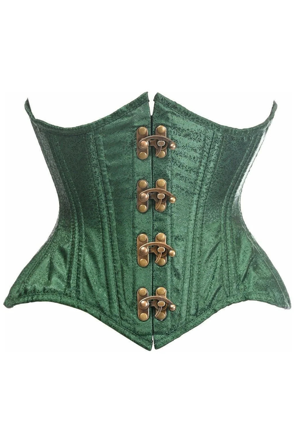 Double Steele Boned Green Brocade Curvy Underbust Corset - dc TD-1867