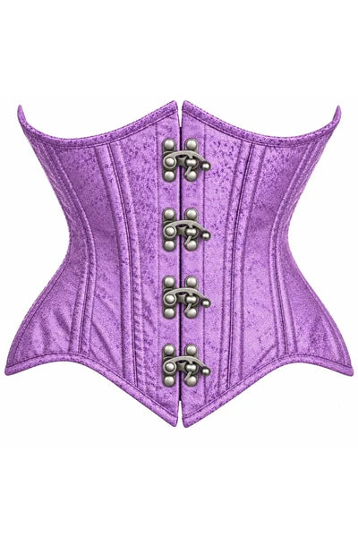 Double Steele Boned Light Purple Brocade Curvy Underbust Corset - dc TD-559