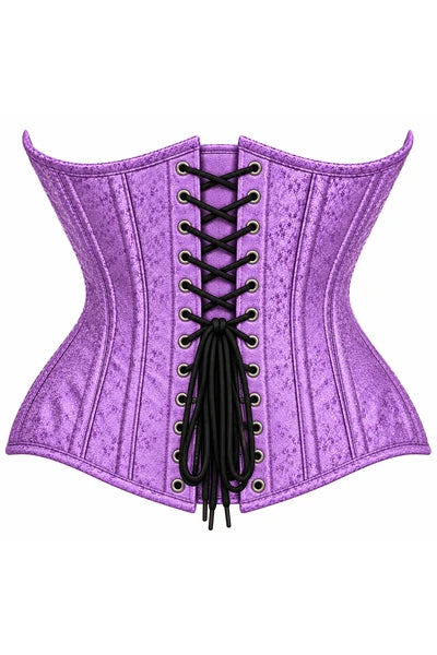 Double Steele Boned Light Purple Brocade Curvy Underbust Corset - dc TD-559