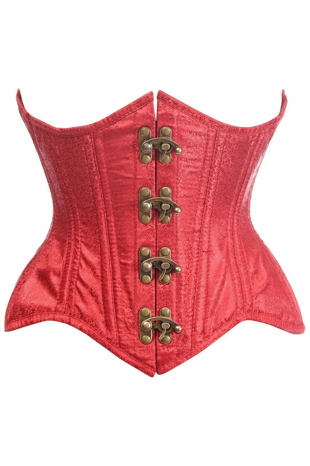 Double Steele Boned Wine Brocade Curvy Underbust Corset - dc TD-1865