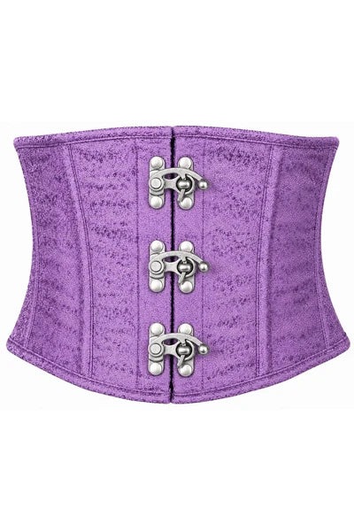 Light Purple Brocade Steel Boned Mini Cincher w/ Clasps - dc TD-543