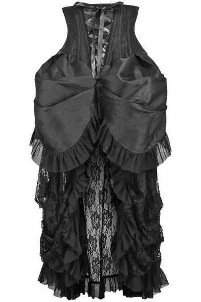 Steel Boned Black Lace Victorian Bustle Underbust Corset Dress - dc TD-068