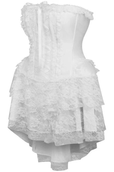 Steel Boned Strapless White Lace Victorian Corset Dress - dc TD-076
