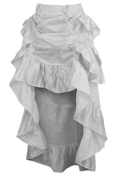 White Brocade Adjustable High Low Bustle Skirt - dc ACC-290